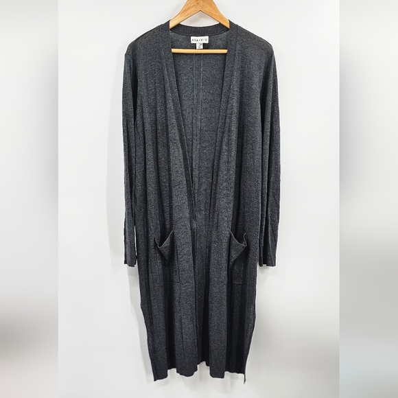 AVA & VIV Charcoal Gray Long Cardigan Sweater Size 2X - Picture 1 of 7